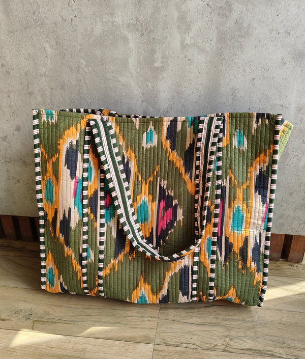 Ikat Olive Tote Bag