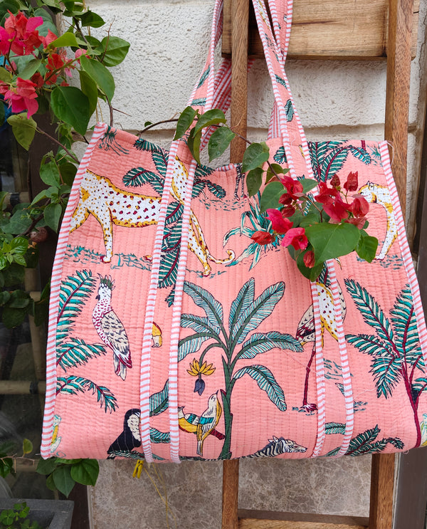 Jungle Joy Peach Tote