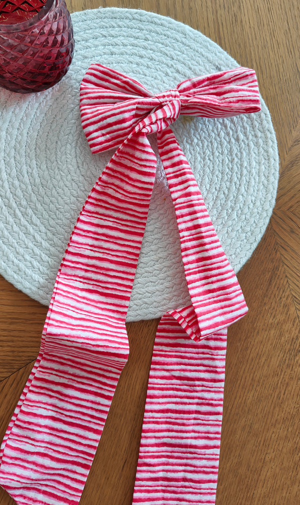 Pink Stripes Hair Bow Clip