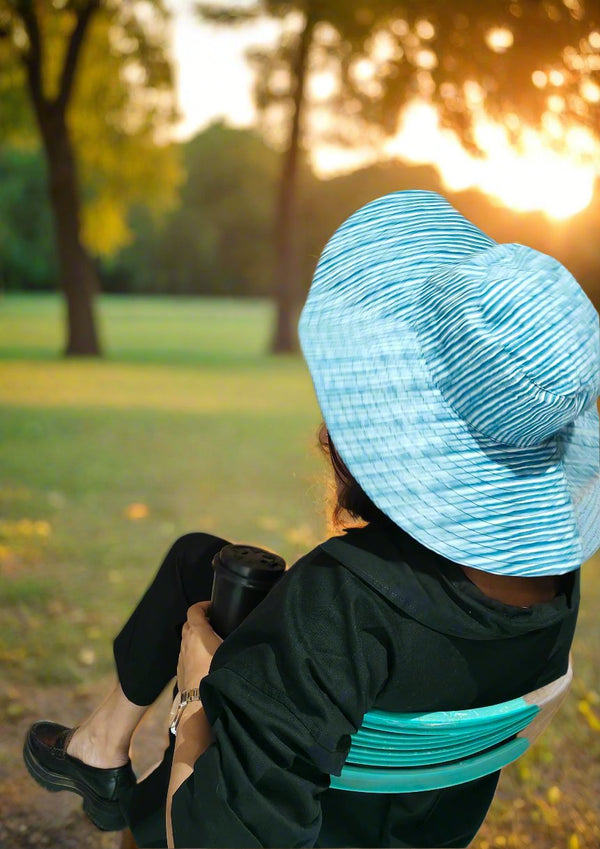 Tropical Nights/Indigo Stripes Reversible Beach Hat