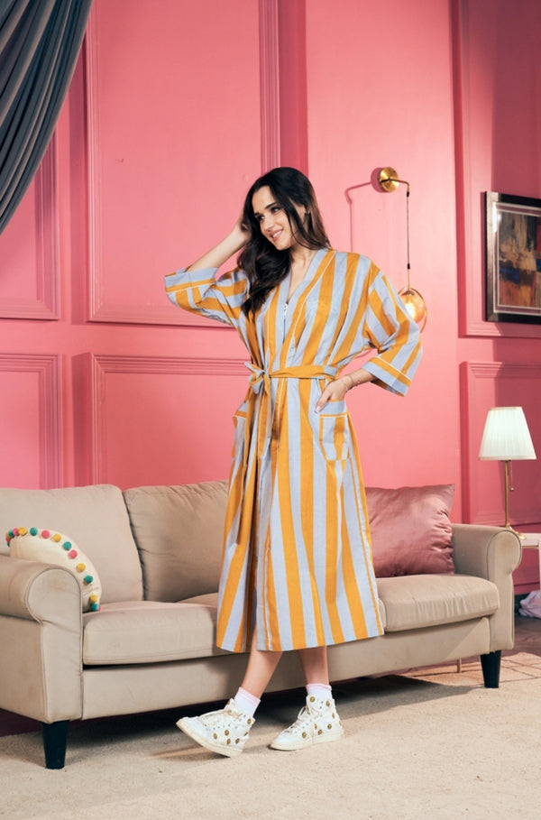 Mellow Yellow Stripe Robe