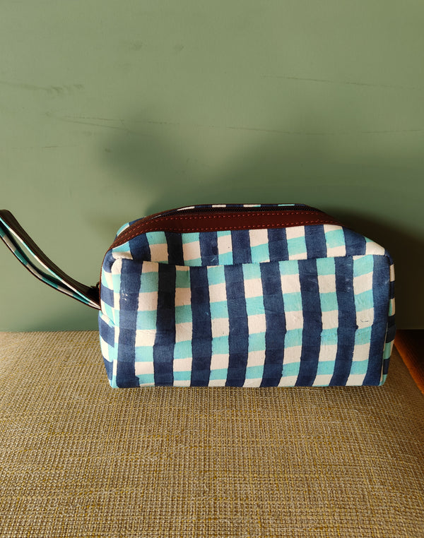 Blue Check Unisex Vanity Pouch