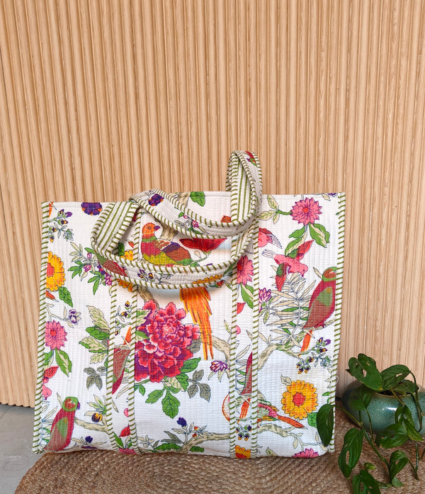 Birds of Paradise Tote (White)