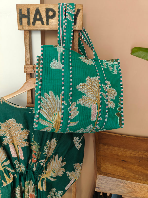 Emerald Palm Tote - (Small)