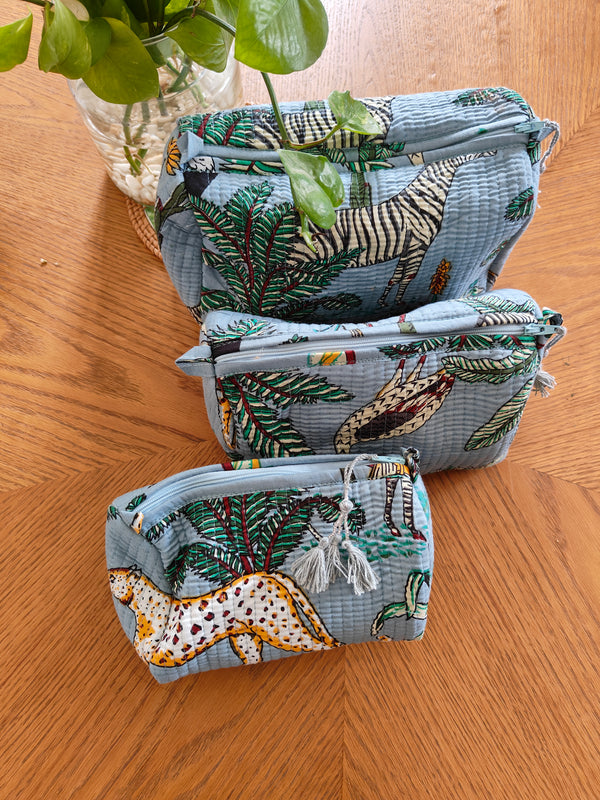 Jungle Joy Grey -Toiletry Pouches (set of 3)