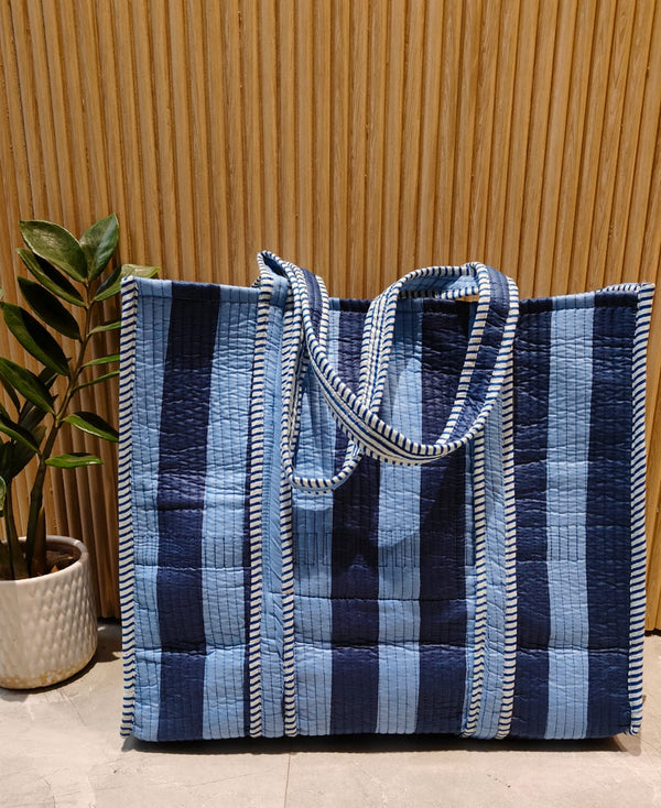 Blue Earth Stripe Tote