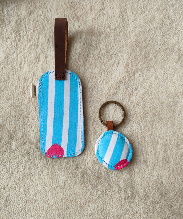 Heartbeat Stripe Luggage Tag & Key Chain Combo(Set of 2)