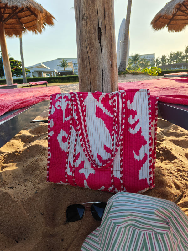 Ikat Geometric Tote - Red (Small)